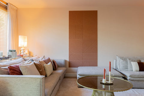 Sadé acoustic wall panels SBS6 - living room mood image front view | Maeven Art