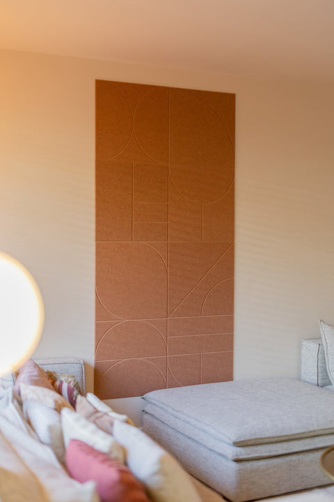 Sadé acoustic wall panels SBS6 - living room mood image side view | Maeven Art