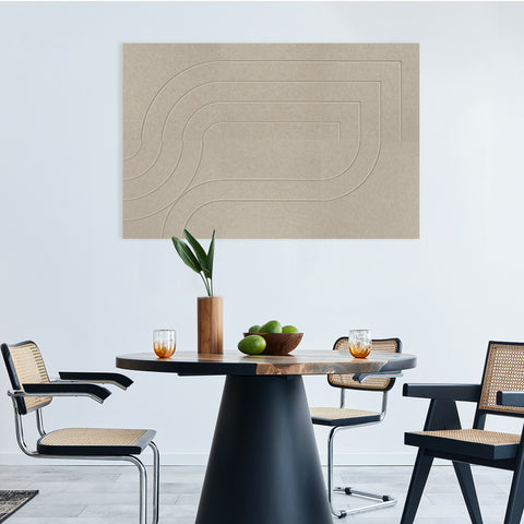 Loa collection sable couleur naturelle beige maquette panneau acoustique feutre design collection carrelage acoustique table à manger