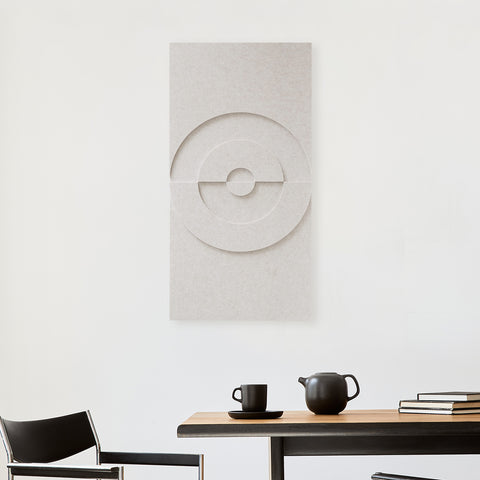 maeven art maya VI 3d kollektion farbe beige mockup akustikplatte filz design kollektion akustische fliesen kappe filz schallabsorption schalldämpfung
