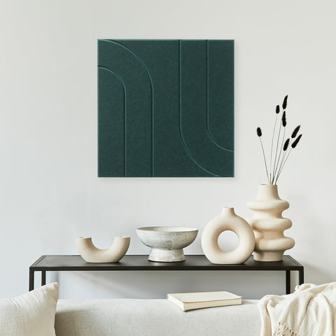 maeven art Maya I collectie kleur deep green petrol mockup akoestisch paneel vilt design collectie akoestisch tegel pet vilt geluidsabsorptie geluiddempend