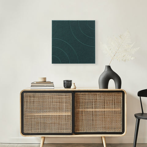 maeven art Maya IV collectie kleur deep green petrol mockup akoestisch paneel vilt design collectie akoestisch tegel pet vilt geluidsabsorptie geluiddempend