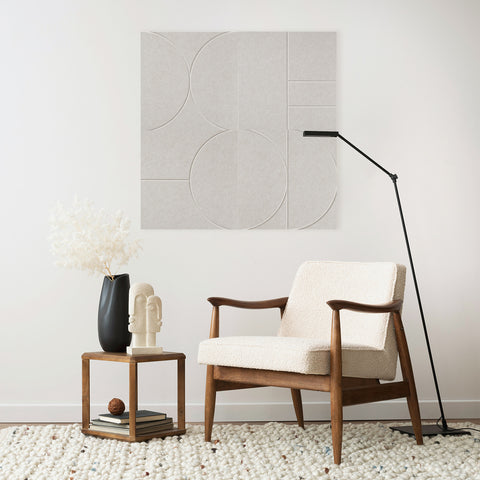 Maquette chaise beige Maeven panneaux muraux acoustiques carreaux de feutre inspiration design