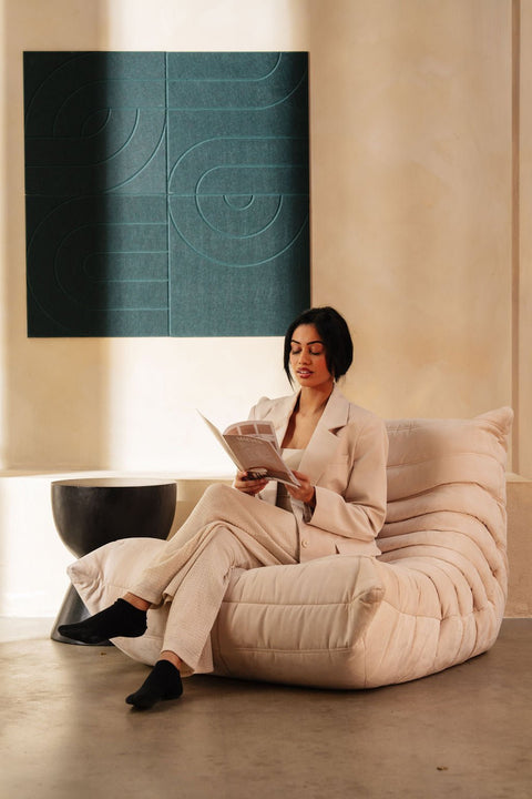 Maya acoustic wall panels set of 4 - living room mood image modern style top view | Maeven Art