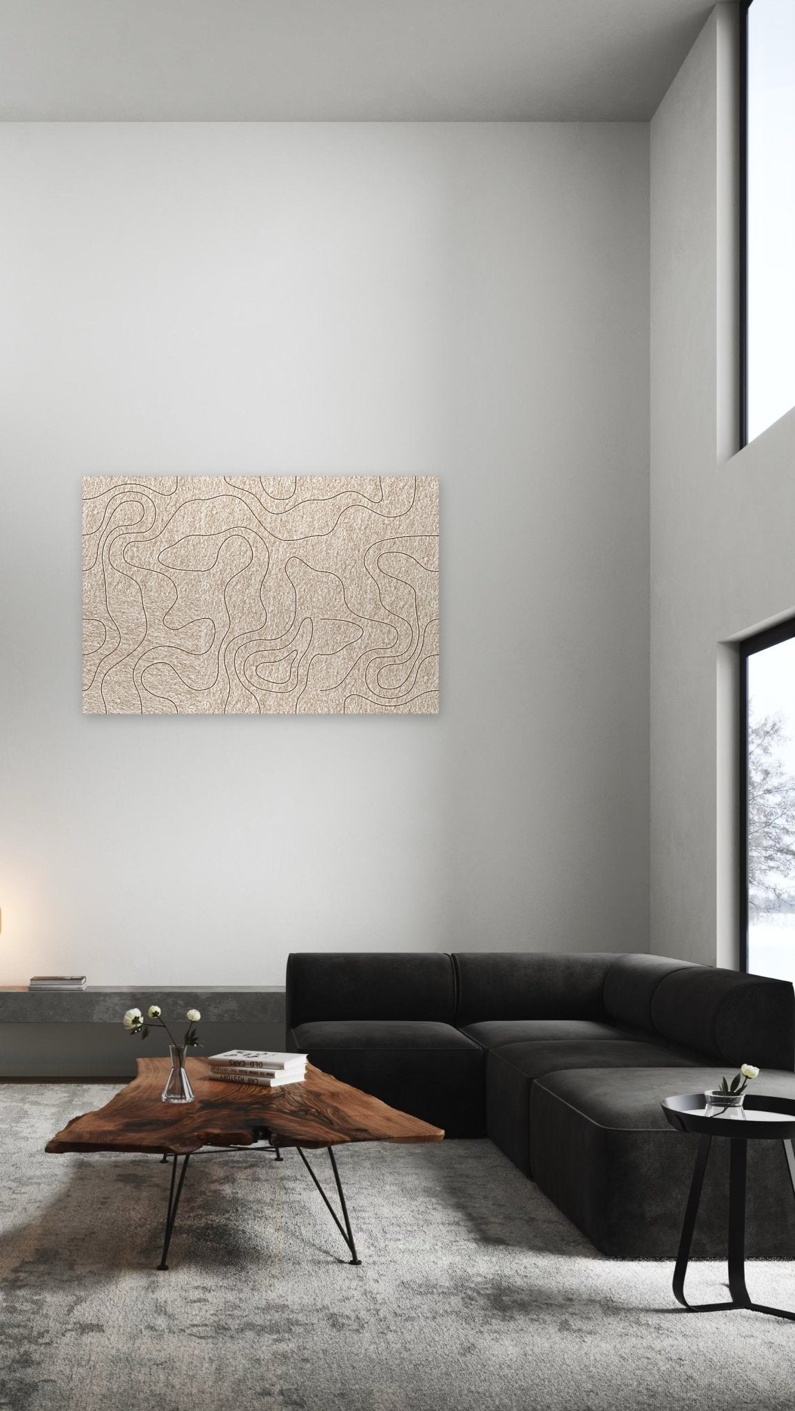 Focus, geen galm, akoestische wand van 6 viltpanelen in Thuiskantoor-stijl, 150 x 100 cm