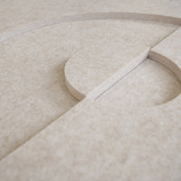 Maya VI 3D akoestisch wandpaneel in beige - halve cirkels - compositie interieur