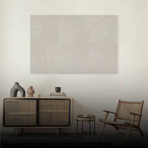 maeven art Sade kleur beige mockup akoestisch paneel vilt design collectie akoestisch tegel pet vilt geluidsabsorptie geluiddempend fade