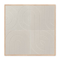 Amber Veil akoestisch schilderij in beige - organische bogen in PET-vilt - vooraanzicht - 100x100cm