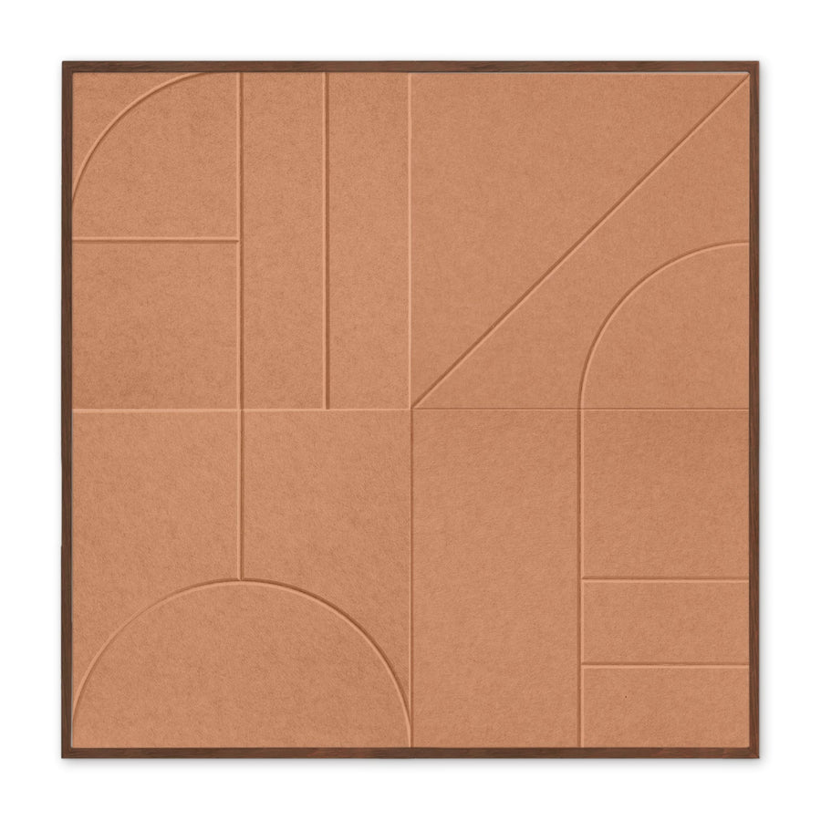 Emerald Abyss Acoustic wall art Cognac - Geometric Abstract in PET Felt - Front View - 100x100cm