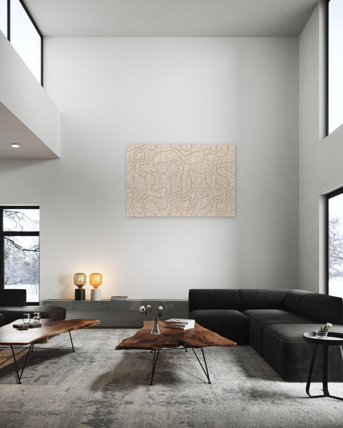 Focus, geen galm, akoestische wand van 6 viltpanelen in Thuiskantoor-stijl, 150 x 100 cm