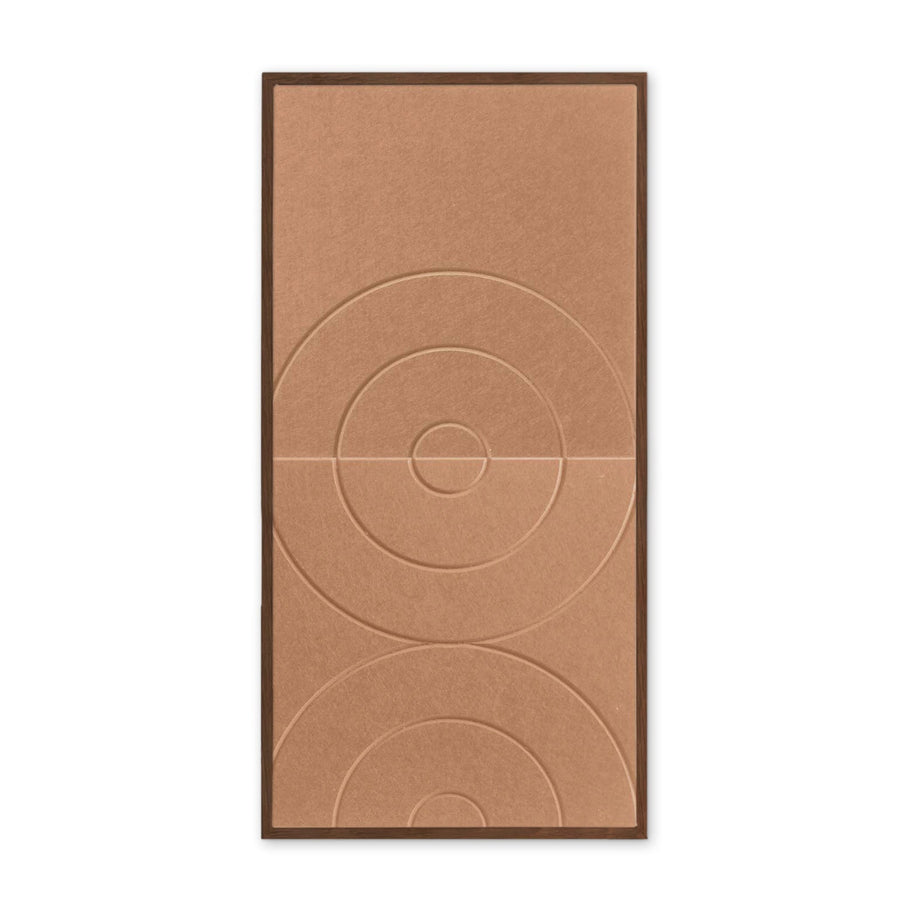 Golden Echo akoestisch schilderij in cognac - concentrische cirkels in PET-vilt - vooraanzicht - 50x100cm