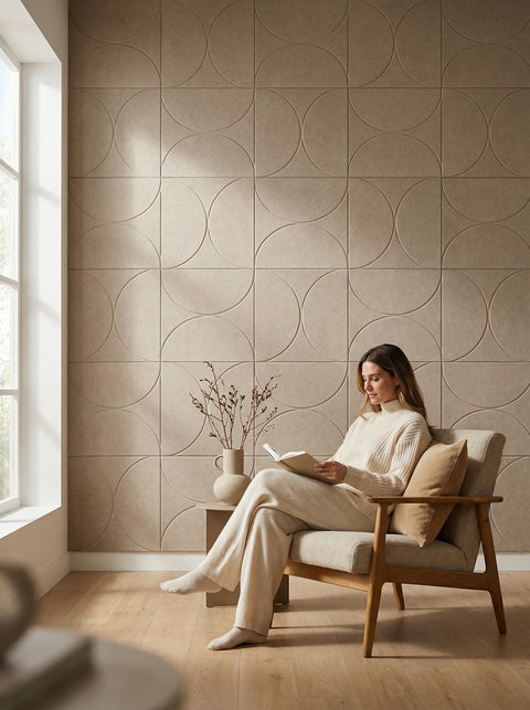 Akoestische panelen organisch Sade collectie 50x50cm zandkleur