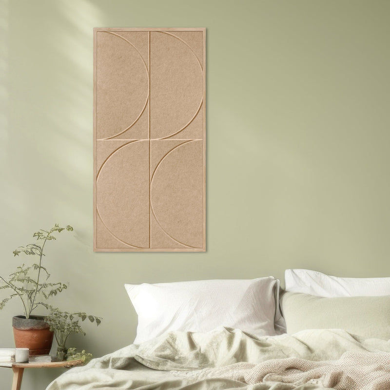 Ivory Mirage Akustikbilder Sandfarbe – Halbkreise – im Schlafzimmer über dem Bett – 50 x 100 cm