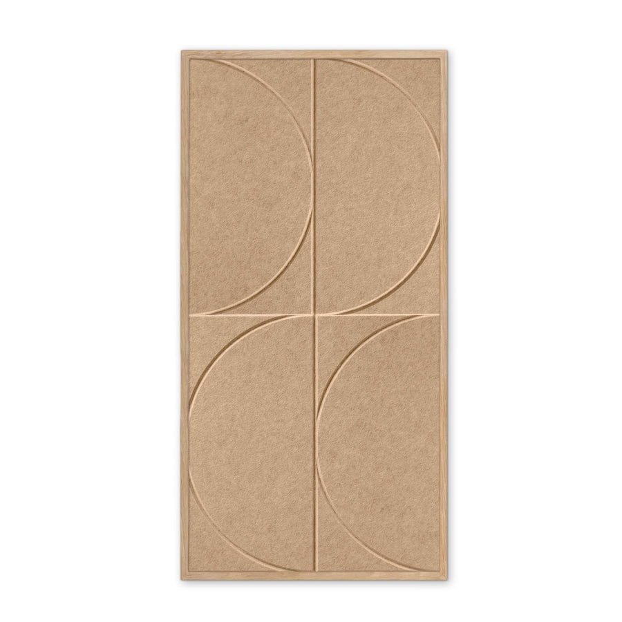 tableaux acoustiques Ivory Mirage tableaux acoustiques sable - demi-cercles en feutre PET - vue de face - 50 x 100 cm