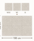 Akoestische wandpanelen uit de Loa-serie gemixt tot een wand, PET-vilt in beige