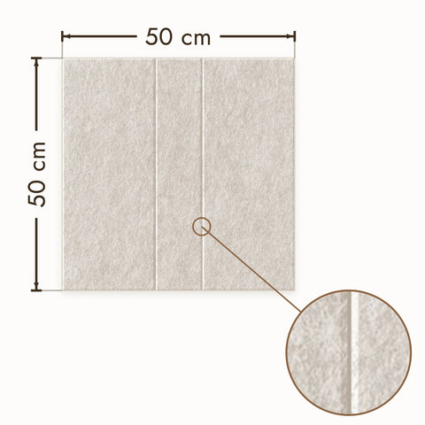 Loa VII akoestisch wandpaneel van PET-vilt in beige, afmetingen 50 bij 50 cm