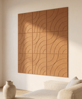 Loa VIII akoestische kunst in cognac, detail van het vilten reliëf