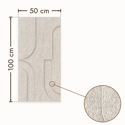 Maya I akoestisch wandpaneel van PET-vilt in beige, afmetingen 50 bij 100 cm