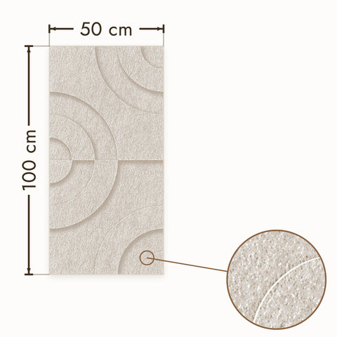 Maya III akoestisch wandpaneel van PET-vilt in beige, afmetingen 50 bij 100 cm