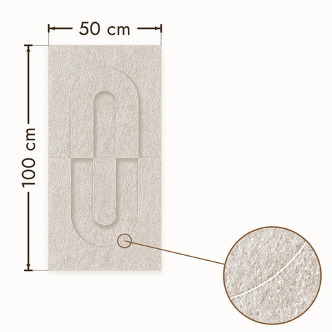 Maya IV akoestisch wandpaneel van PET-vilt in beige, afmetingen 50 bij 100 cm
