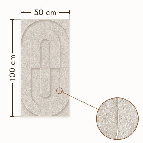 Maya VII akoestisch wandpaneel van PET-vilt in beige, afmetingen 50 bij 100 cm