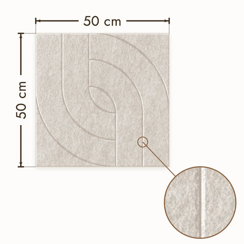 Maya VIII akoestisch wandpaneel van PET-vilt in beige, afmetingen 50 bij 50 cm