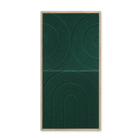 Moonlit Arches akoestisch schilderij in deep green - bogen en lijnen in PET-vilt - vooraanzicht - 50x100cm