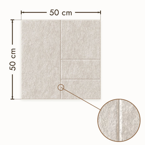 Sadé III akoestisch wandpaneel van PET-vilt in beige, afmetingen 50 bij 50 cm