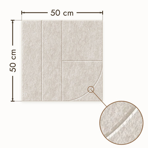 Sadé VIII akoestisch wandpaneel van PET-vilt in beige, afmetingen 50 bij 50 cm
