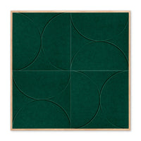 Velvet Arcs akoestisch schilderij in deep green - cirkels en bogen in PET-vilt - vooraanzicht - 100x100cm