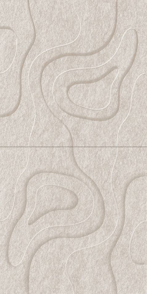 Waves Basin V 3D akoestisch wandpaneel van PET-vilt — kleur Beige