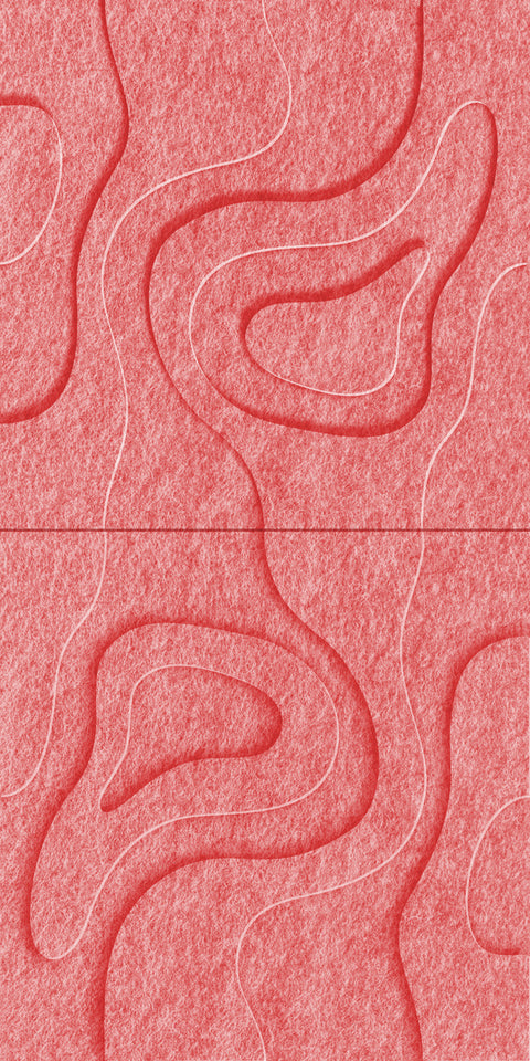 Waves Basin V 3D akoestisch wandpaneel van PET-vilt — kleur Burgundy