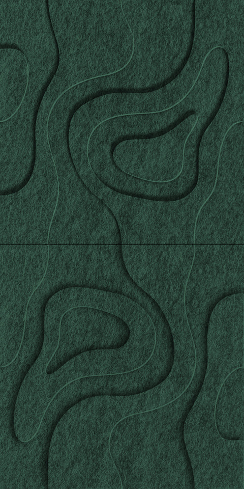 Waves Basin V 3D akoestisch wandpaneel van PET-vilt — kleur Deep Green