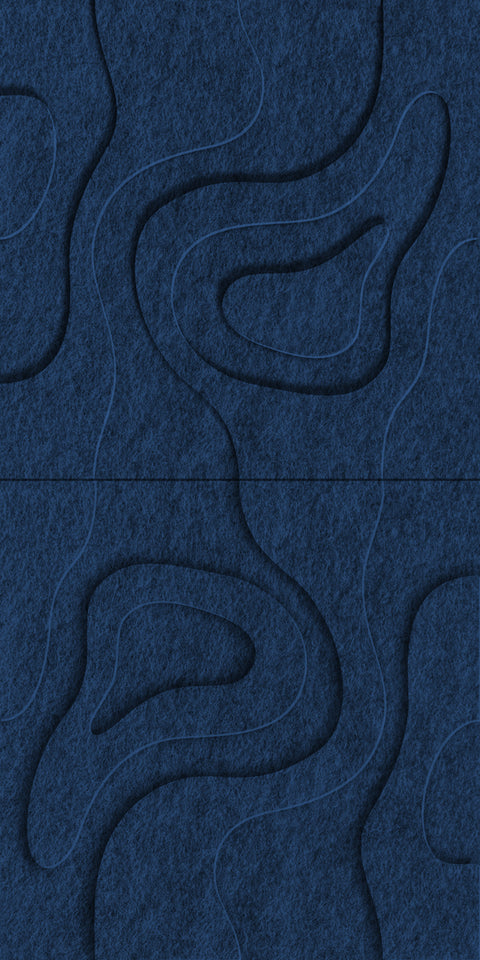 Waves Basin V 3D akoestisch wandpaneel van PET-vilt — kleur Navy