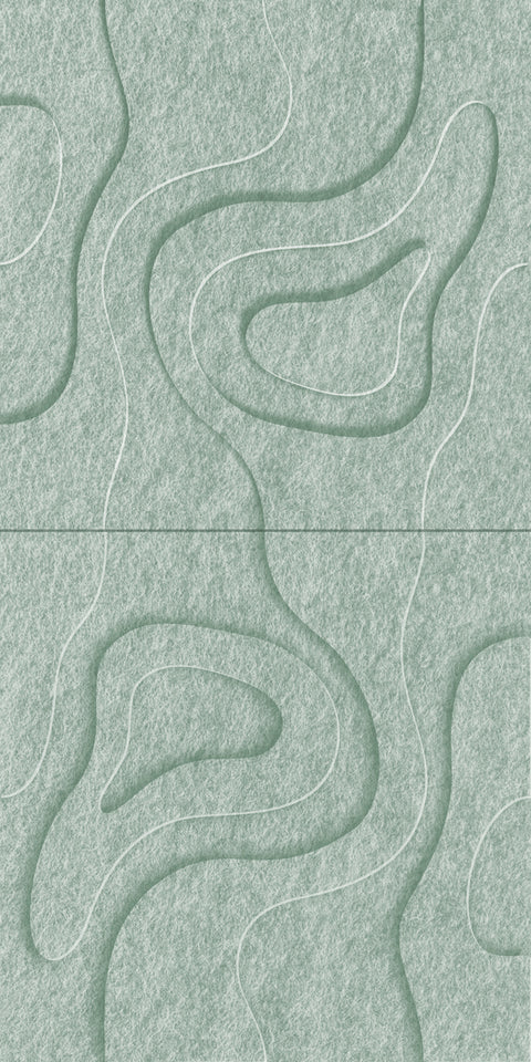 Waves Basin V 3D akoestisch wandpaneel van PET-vilt — kleur Sage Green