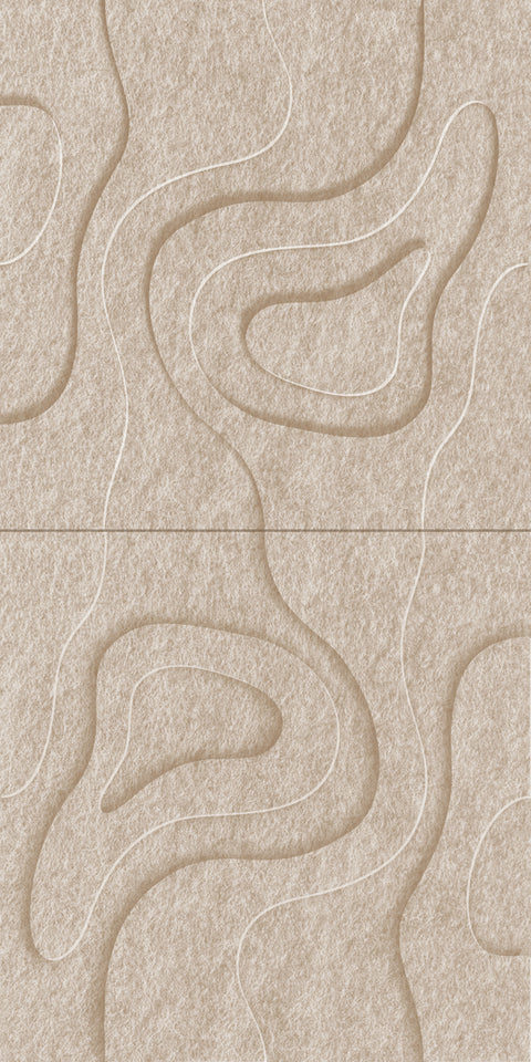 Waves Basin V 3D akoestisch wandpaneel van PET-vilt — kleur Sand