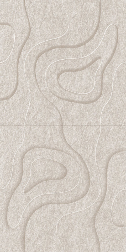 Waves Basin V 3D akoestisch wandpaneel van PET-vilt — kleur Beige