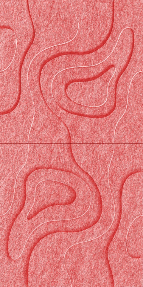 Waves Basin V 3D akoestisch wandpaneel van PET-vilt — kleur Burgundy