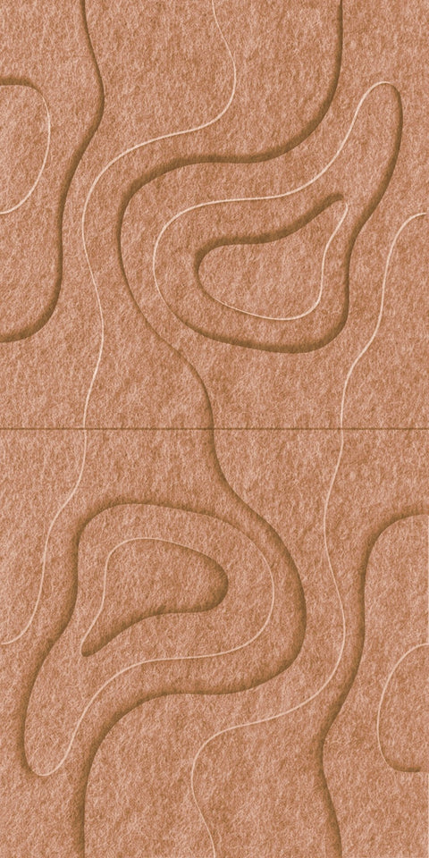 Waves Basin V 3D akoestisch wandpaneel van PET-vilt — kleur Cognac