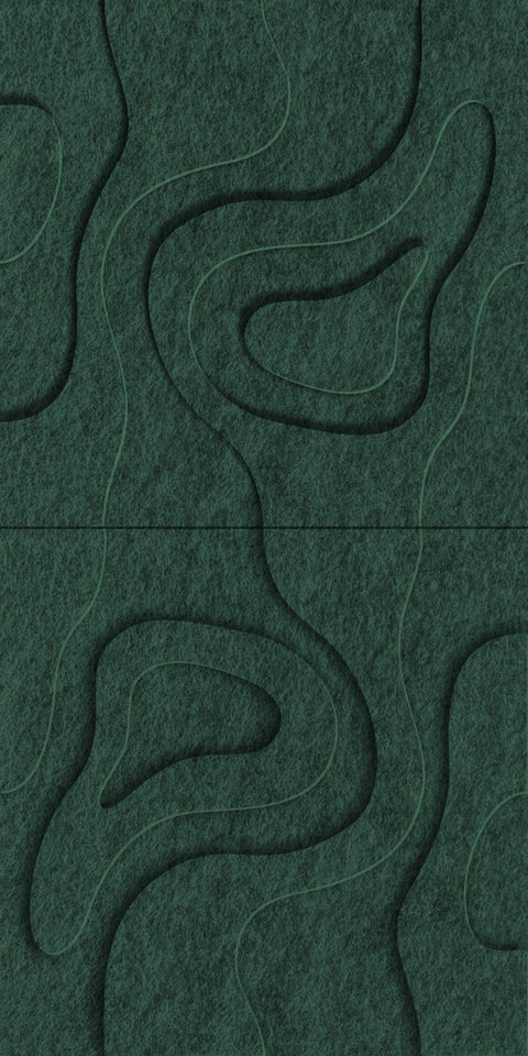 Waves Basin V 3D akoestisch wandpaneel van PET-vilt — kleur Deep Green