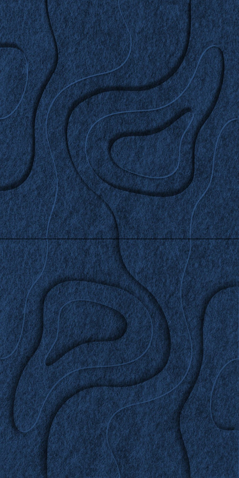 Waves Basin V 3D akoestisch wandpaneel van PET-vilt — kleur Navy