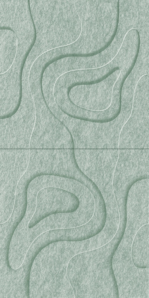 Waves Basin V 3D akoestisch wandpaneel van PET-vilt — kleur Sage Green