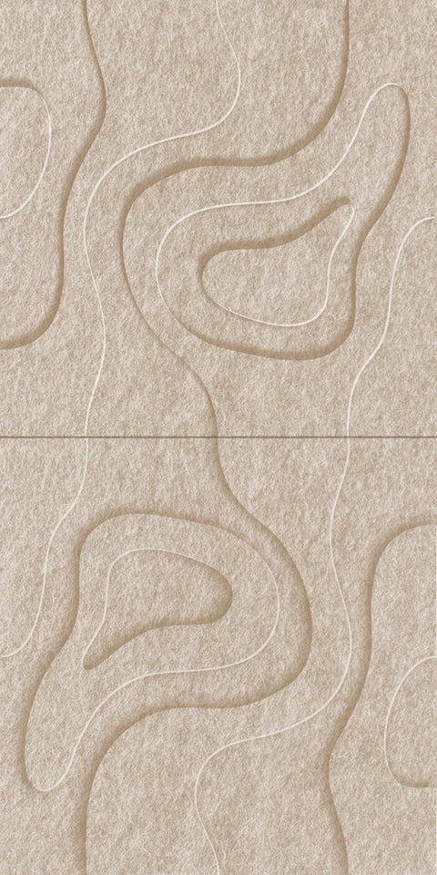 Waves Basin V 3D akoestisch wandpaneel van PET-vilt — kleur Sand