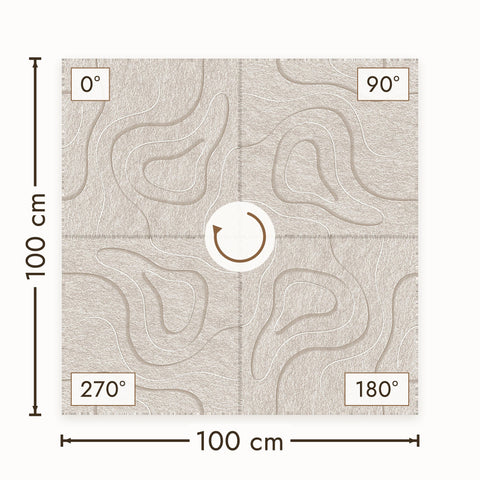 Waves Basin V akoestisch wandpaneel in vier draaistanden, PET-vilt in beige