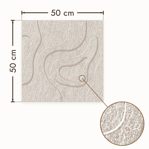 Waves Basin V akoestisch wandpaneel van PET-vilt in beige, afmetingen 50 bij 50 cm