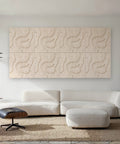 Waves Basin V 3D akoestische wandpanelen — sfeerimpressie loungekamer (Sand)