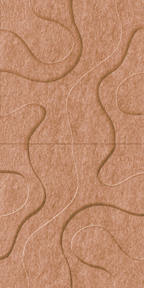 Waves Contour IV 3D akoestisch wandpaneel van PET-vilt — kleur Cognac