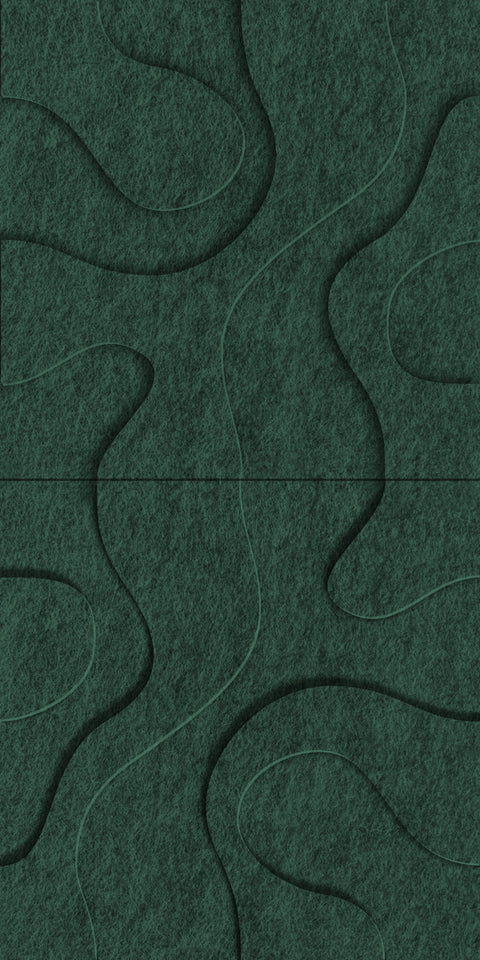 Waves Contour IV 3D akoestisch wandpaneel van PET-vilt — kleur Deep Green