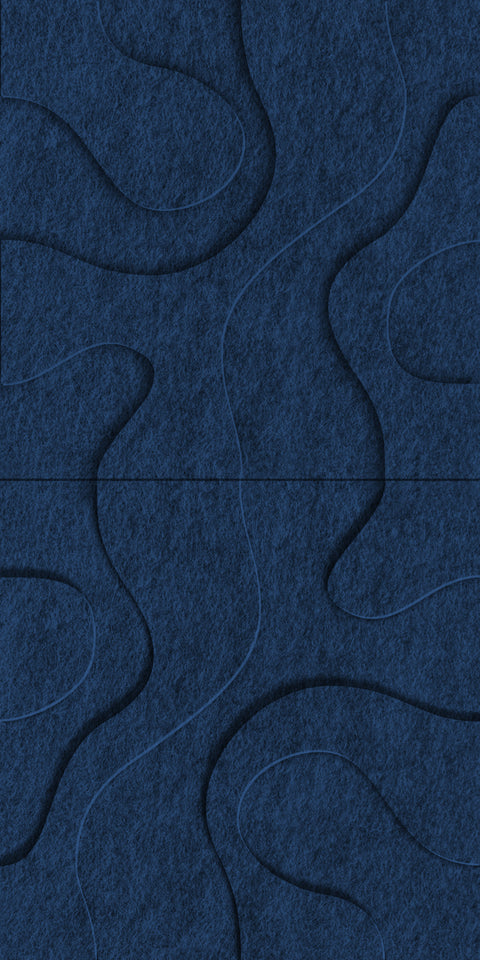 Waves Contour IV 3D akoestisch wandpaneel van PET-vilt — kleur Navy