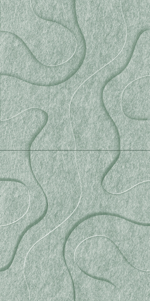 Waves Contour IV 3D akoestisch wandpaneel van PET-vilt — kleur Sage Green